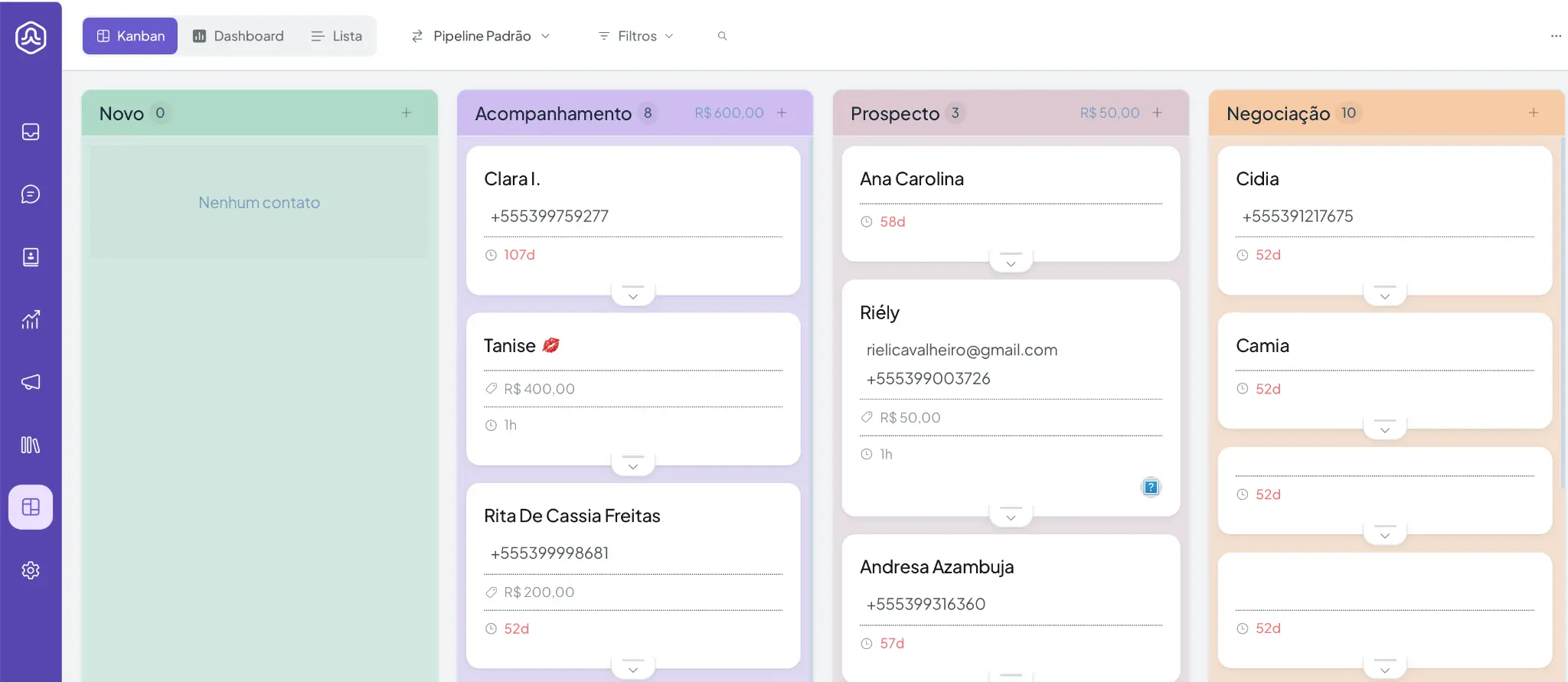 CRM Kanban ManyTalks - Gestão Visual